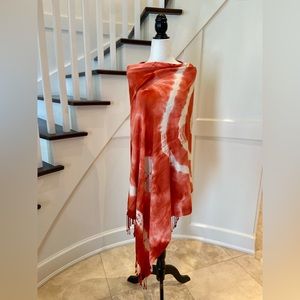 Orange Tie-Dye Pashmina Scarf / Bathing Suit Wrap
